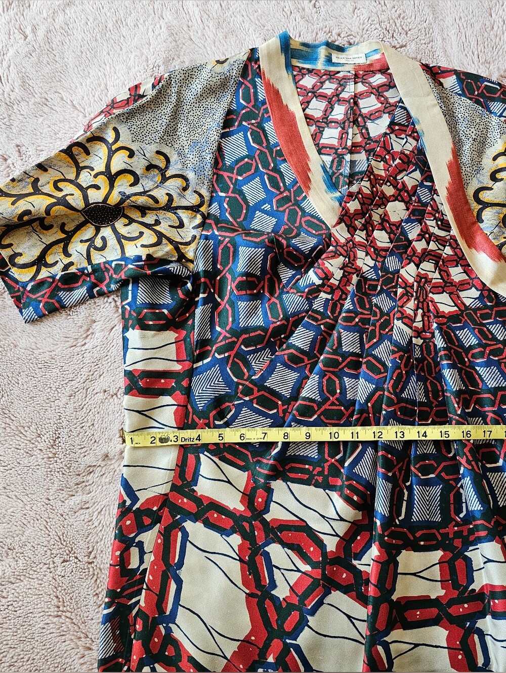 Dries Van Noten Silk Batik Pleated Short Sleeve Dress NWOT Made in Belgium Sz 42 - Picture 12 of 13